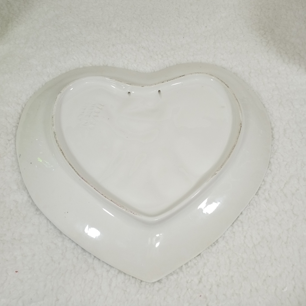 Cherubs Heart Shaped Ceramic Plate Wall Hanging Made in Italy - Picture 4 of 8